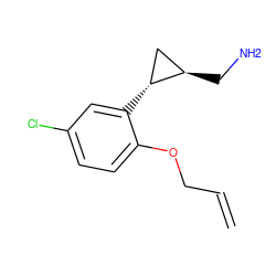 C=CCOc1ccc(Cl)cc1[C@@H]1C[C@H]1CN ZINC000299853828