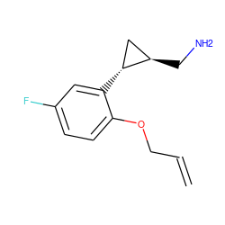 C=CCOc1ccc(F)cc1[C@@H]1C[C@H]1CN ZINC000299853119