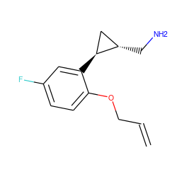 C=CCOc1ccc(F)cc1[C@H]1C[C@@H]1CN ZINC000299853120