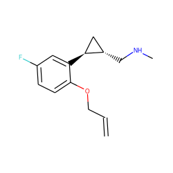 C=CCOc1ccc(F)cc1[C@H]1C[C@@H]1CNC ZINC001772570556
