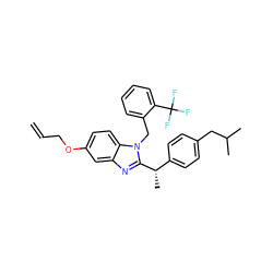 C=CCOc1ccc2c(c1)nc([C@@H](C)c1ccc(CC(C)C)cc1)n2Cc1ccccc1C(F)(F)F ZINC001772618154