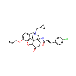 C=CCOc1ccc2c3c1O[C@H]1C(=O)CC[C@@]4(NC(=O)/C=C/c5ccc(Cl)cc5)[C@@H](C2)N(CC2CC2)CC[C@]314 ZINC000027102550