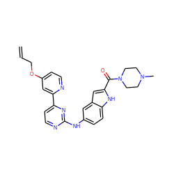 C=CCOc1ccnc(-c2ccnc(Nc3ccc4[nH]c(C(=O)N5CCN(C)CC5)cc4c3)n2)c1 ZINC000144233455