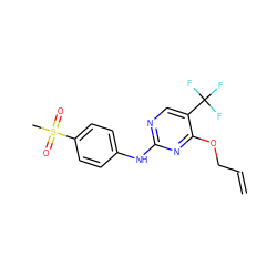 C=CCOc1nc(Nc2ccc(S(C)(=O)=O)cc2)ncc1C(F)(F)F ZINC000145552872