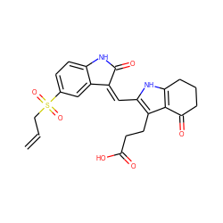 C=CCS(=O)(=O)c1ccc2c(c1)/C(=C/c1[nH]c3c(c1CCC(=O)O)C(=O)CCC3)C(=O)N2 ZINC000058592871