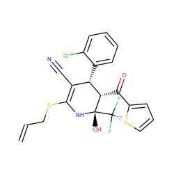 C=CCSC1=C(C#N)[C@H](c2ccccc2Cl)[C@H](C(=O)c2cccs2)[C@](O)(C(F)(F)F)N1 ZINC000019880004