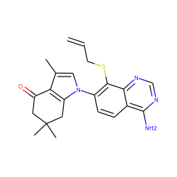 C=CCSc1c(-n2cc(C)c3c2CC(C)(C)CC3=O)ccc2c(N)ncnc12 ZINC000084602670