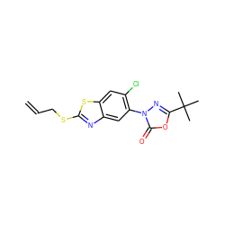 C=CCSc1nc2cc(-n3nc(C(C)(C)C)oc3=O)c(Cl)cc2s1 ZINC000103206422