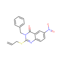 C=CCSc1nc2ccc([N+](=O)[O-])cc2c(=O)n1Cc1ccccc1 ZINC000049111669