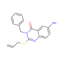 C=CCSc1nc2ccc(N)cc2c(=O)n1Cc1ccccc1 ZINC000049087936