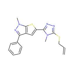 C=CCSc1nnc(-c2cc3c(-c4ccccc4)nn(C)c3s2)n1C ZINC000005943380