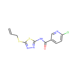 C=CCSc1nnc(NC(=O)c2ccc(Cl)nc2)s1 ZINC000003445465