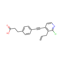 C=CCc1c(C#Cc2ccc(CCC(=O)O)cc2)ccnc1Cl ZINC000072118610