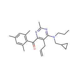 C=CCc1c(C(=O)c2c(C)cc(C)cc2C)nc(C)nc1N(CCC)CC1CC1 ZINC000028363454