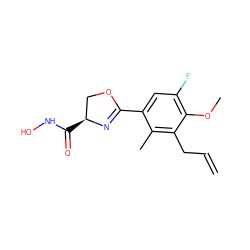 C=CCc1c(C)c(C2=N[C@@H](C(=O)NO)CO2)cc(F)c1OC ZINC000013474908