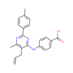 C=CCc1c(C)nc(-c2ccc(C)cc2)nc1Nc1ccc(C(=O)O)cc1 ZINC000071281526