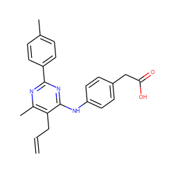 C=CCc1c(C)nc(-c2ccc(C)cc2)nc1Nc1ccc(CC(=O)O)cc1 ZINC000071281111