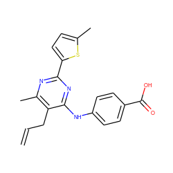 C=CCc1c(C)nc(-c2ccc(C)s2)nc1Nc1ccc(C(=O)O)cc1 ZINC000071280721