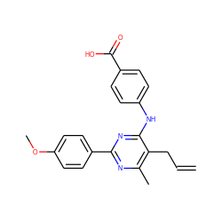 C=CCc1c(C)nc(-c2ccc(OC)cc2)nc1Nc1ccc(C(=O)O)cc1 ZINC000071281656