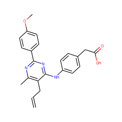 C=CCc1c(C)nc(-c2ccc(OC)cc2)nc1Nc1ccc(CC(=O)O)cc1 ZINC000071295911