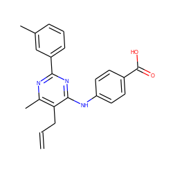 C=CCc1c(C)nc(-c2cccc(C)c2)nc1Nc1ccc(C(=O)O)cc1 ZINC000071294810