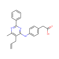 C=CCc1c(C)nc(-c2ccccc2)nc1Nc1ccc(CC(=O)O)cc1 ZINC000071281834