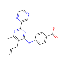 C=CCc1c(C)nc(-c2cnccn2)nc1Nc1ccc(C(=O)O)cc1 ZINC000071294776