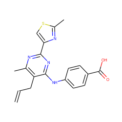 C=CCc1c(C)nc(-c2csc(C)n2)nc1Nc1ccc(C(=O)O)cc1 ZINC000071294523