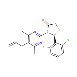 C=CCc1c(C)nc(N2C(=O)CS[C@H]2c2c(F)cccc2Cl)nc1C ZINC000040421534