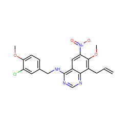 C=CCc1c(OC)c([N+](=O)[O-])cc2c(NCc3ccc(OC)c(Cl)c3)ncnc12 ZINC000040895799