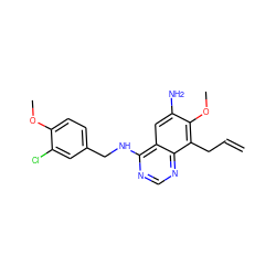 C=CCc1c(OC)c(N)cc2c(NCc3ccc(OC)c(Cl)c3)ncnc12 ZINC000040394852