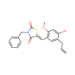 C=CCc1cc(/C=C2\SC(=O)N(Cc3ccccc3)C2=O)c(OC)cc1O ZINC000299834126