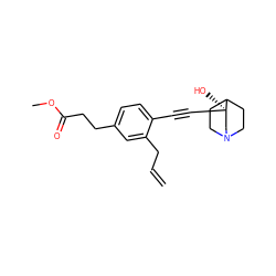 C=CCc1cc(CCC(=O)OC)ccc1C#C[C@]1(O)CN2CCC1CC2 ZINC000003809405