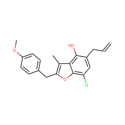 C=CCc1cc(Cl)c2oc(Cc3ccc(OC)cc3)c(C)c2c1O ZINC000000011230