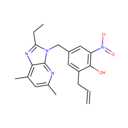 C=CCc1cc(Cn2c(CC)nc3c(C)cc(C)nc32)cc([N+](=O)[O-])c1O ZINC000026187654