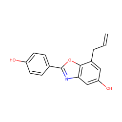 C=CCc1cc(O)cc2nc(-c3ccc(O)cc3)oc12 ZINC000013583686