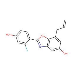 C=CCc1cc(O)cc2nc(-c3ccc(O)cc3F)oc12 ZINC000013583691