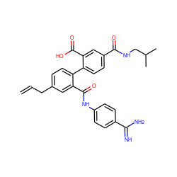 C=CCc1ccc(-c2ccc(C(=O)NCC(C)C)cc2C(=O)O)c(C(=O)Nc2ccc(C(=N)N)cc2)c1 ZINC000045496107