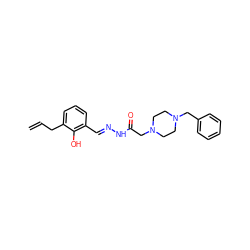 C=CCc1cccc(/C=N/NC(=O)CN2CCN(Cc3ccccc3)CC2)c1O ZINC000022916765