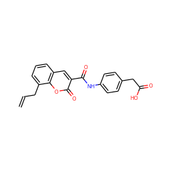 C=CCc1cccc2cc(C(=O)Nc3ccc(CC(=O)O)cc3)c(=O)oc12 ZINC000001075042