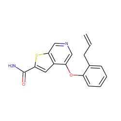 C=CCc1ccccc1Oc1cncc2sc(C(N)=O)cc12 ZINC000013864393