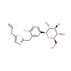 C=CCc1cnc(Cc2cc([C@@H]3O[C@H](CO)[C@@H](O)[C@H](O)[C@H]3O)ccc2Cl)s1 ZINC000066076592