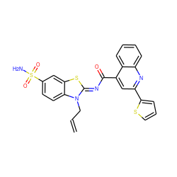 C=CCn1/c(=N/C(=O)c2cc(-c3cccs3)nc3ccccc23)sc2cc(S(N)(=O)=O)ccc21 ZINC000100562349