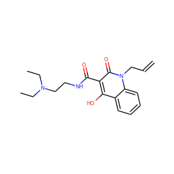 C=CCn1c(=O)c(C(=O)NCCN(CC)CC)c(O)c2ccccc21 ZINC000100667727