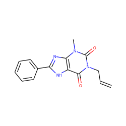 C=CCn1c(=O)c2[nH]c(-c3ccccc3)nc2n(C)c1=O ZINC000013473632