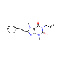 C=CCn1c(=O)c2c(nc(/C=C/c3ccccc3)n2C)n(C)c1=O ZINC000013776399