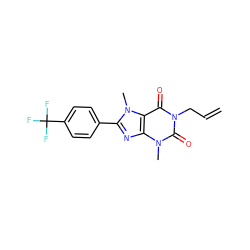 C=CCn1c(=O)c2c(nc(-c3ccc(C(F)(F)F)cc3)n2C)n(C)c1=O ZINC000013832735