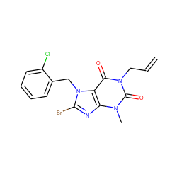 C=CCn1c(=O)c2c(nc(Br)n2Cc2ccccc2Cl)n(C)c1=O ZINC000001107788