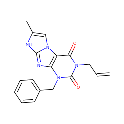 C=CCn1c(=O)c2c(nc3[nH]c(C)cn32)n(Cc2ccccc2)c1=O ZINC000040873355