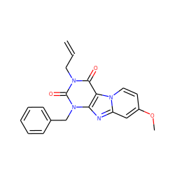 C=CCn1c(=O)c2c(nc3cc(OC)ccn32)n(Cc2ccccc2)c1=O ZINC001772619061